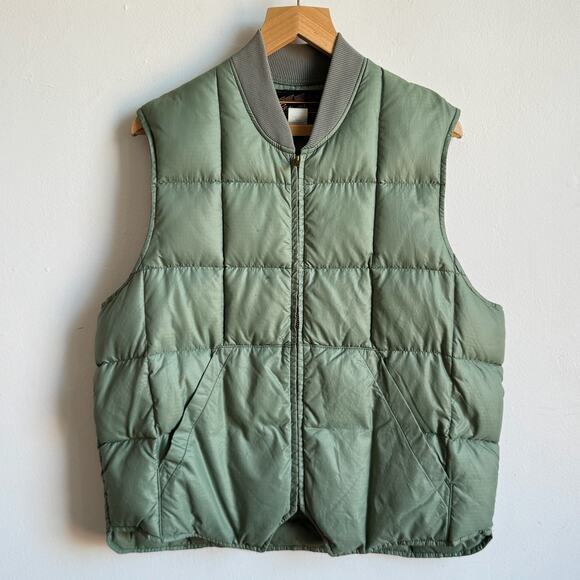 Vintage 70s EDDIE BAUER Down Gorpcore Puffer Skyliner Vest in Sage - Picture 1 of 8